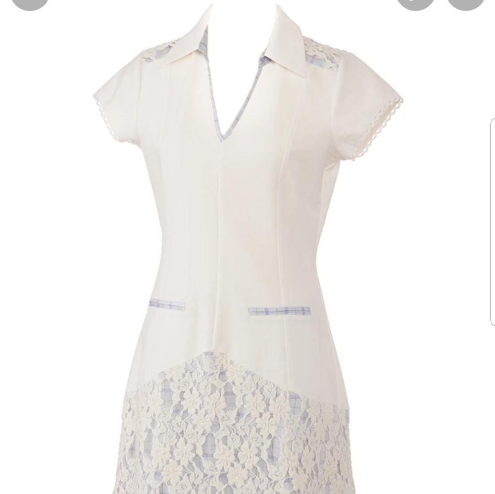 Elegant White Lace-Trim Midi Dress